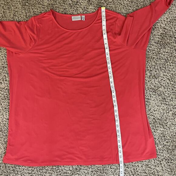 SUSAN GRAVER Red Liquid Knit 3/4 Sleeve Blouse Basics Layering Holiday 3X - Picture 8 of 8